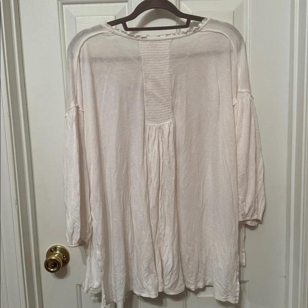 We the Free Free People Just a Henley Tie Front Top Blouse White Size S